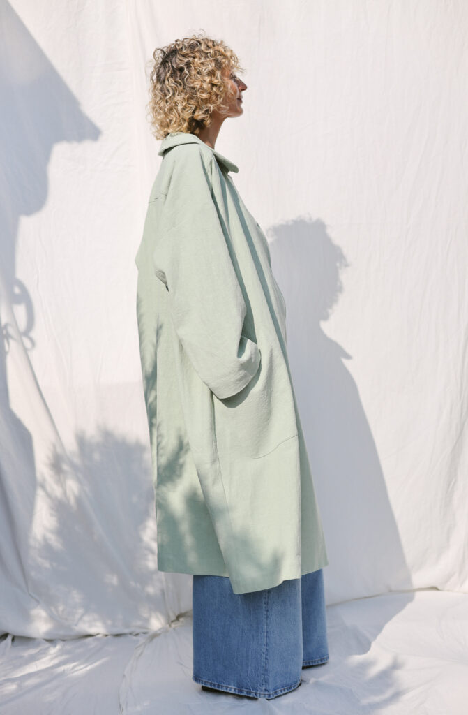 Oversized Heavy Linen Coat In Mint Color - Image 8
