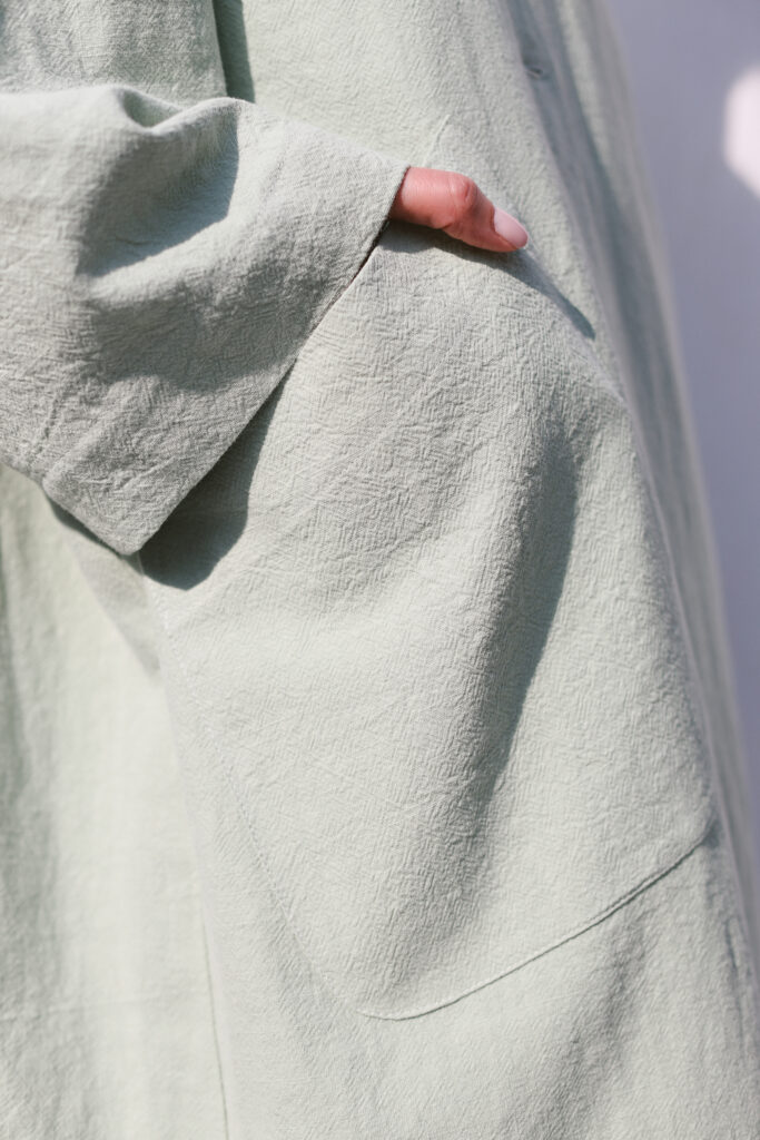 Oversized Heavy Linen Coat In Mint Color - Image 7