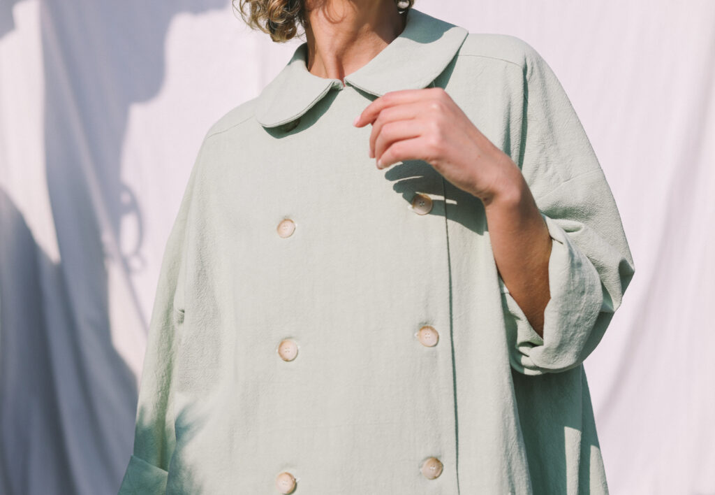 Oversized Heavy Linen Coat In Mint Color - Image 4