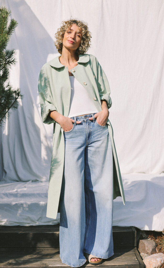 Oversized Heavy Linen Coat in Mint Color | Jacket | Sustainable clothing | OffOn clothing