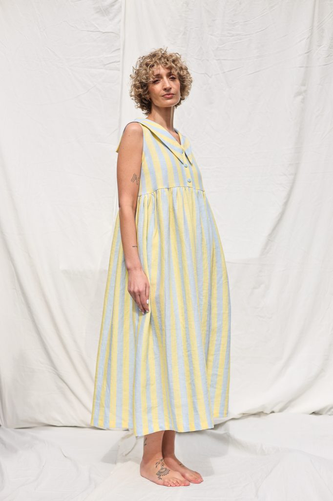 Sailor Collar Sleeveless Linen Dress BETTY