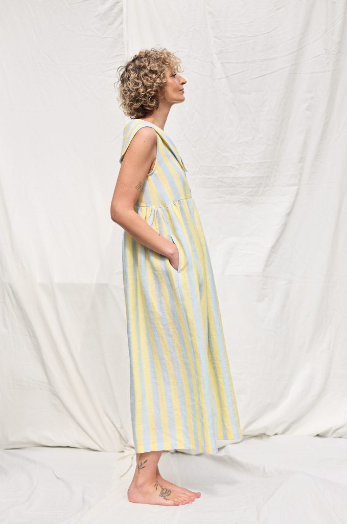 Sailor Collar Sleeveless Linen Dress BETTY