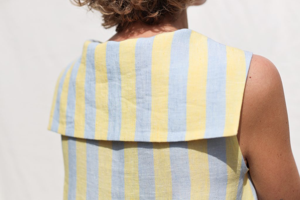 Sailor Collar Sleeveless Linen Dress BETTY