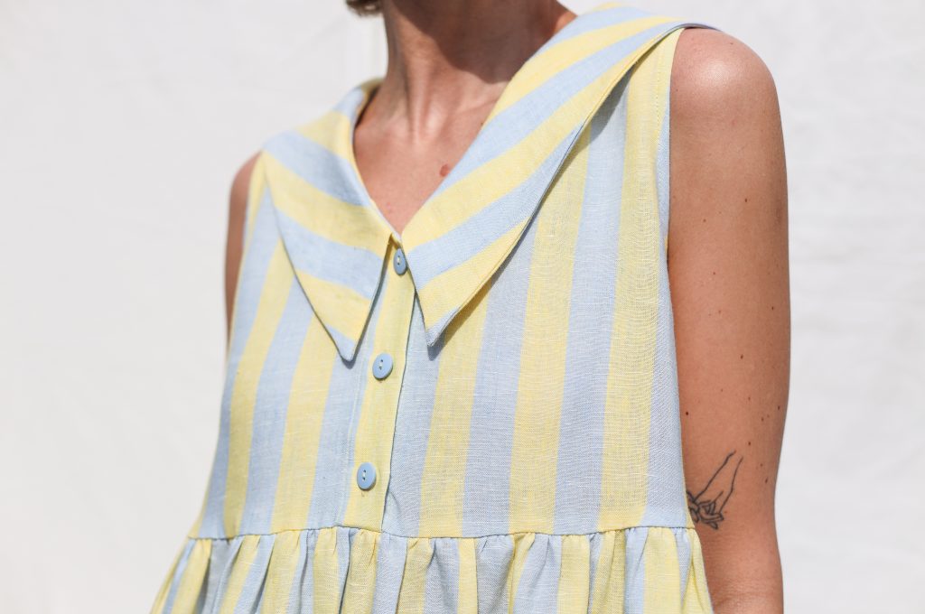 Sailor Collar Sleeveless Linen Dress BETTY