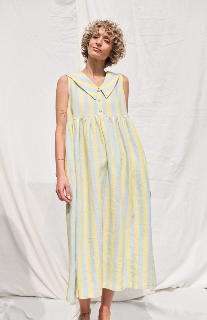 Sailor Collar Sleeveless Linen Dress BETTY | Dress | Sustainable clothing | OffOn clothing
