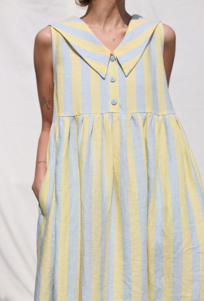 Sailor Collar Sleeveless Linen Dress BETTY