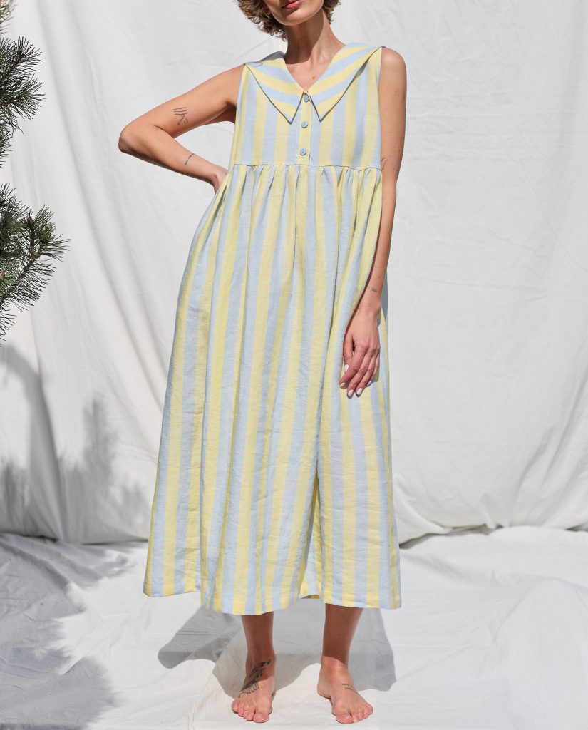 Sailor Collar Sleeveless Linen Dress BETTY