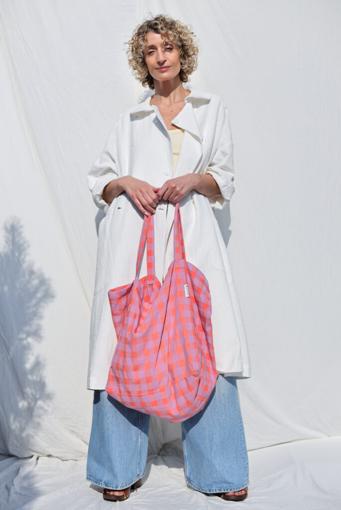 Pink Seersucker Checks Tote Bag - Image 2