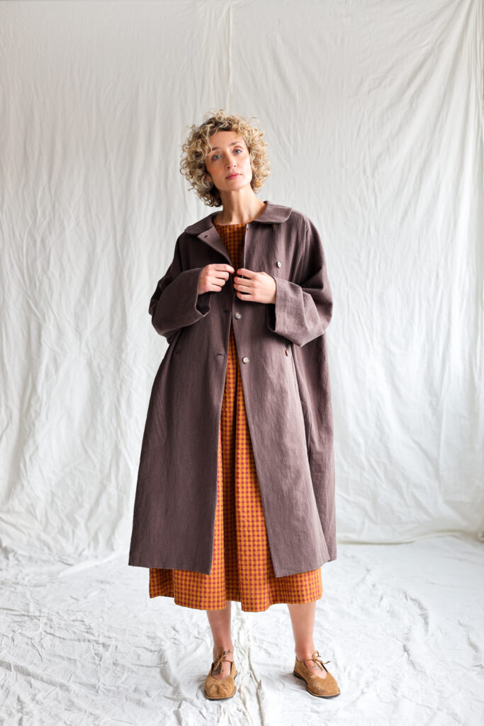 Sleeveless Smock Dress In Seersucker Checks | Dress | Sustainable clothing | OffOn clothing