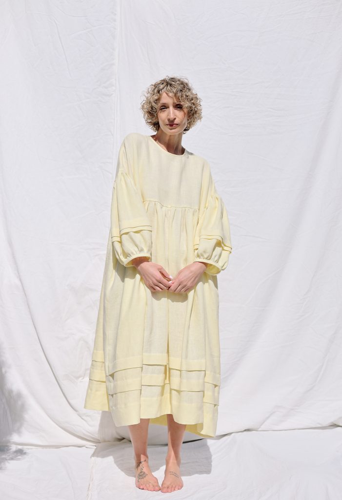 Oversized Linen Dress with Pleated Details | Dress | Sustainable clothing | OffOn clothing