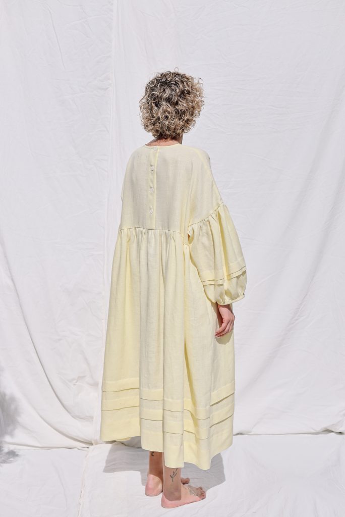 Oversized Linen Dress with Pleated Details