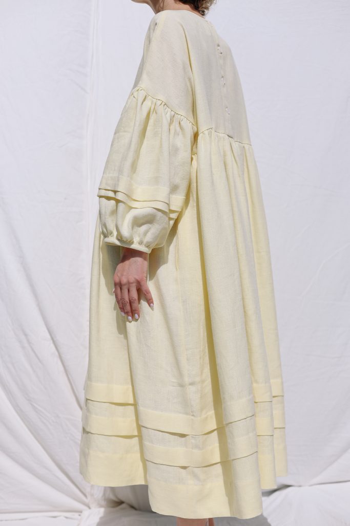 Oversized Linen Dress with Pleated Details