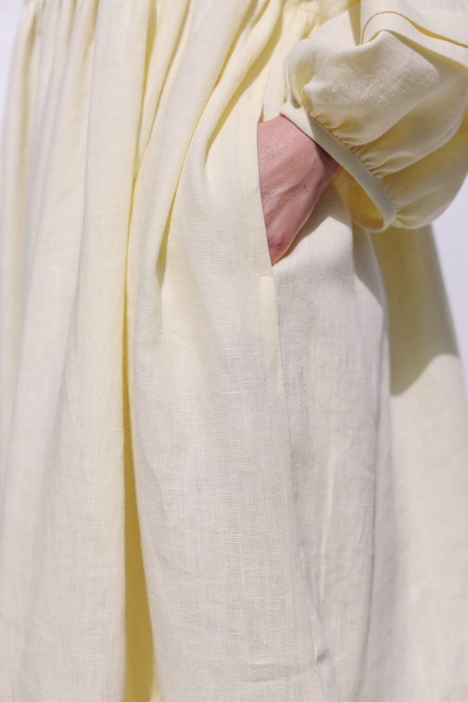 Oversized Linen Dress with Pleated Details