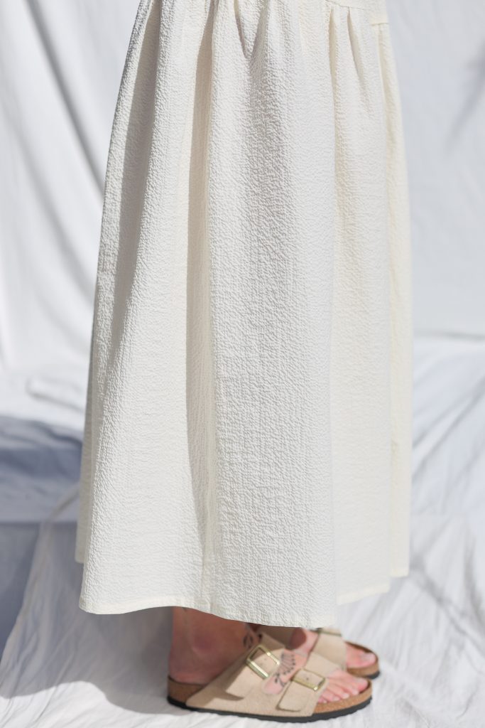 Seersucker Maxi Summer Skirt with Elastic Waist