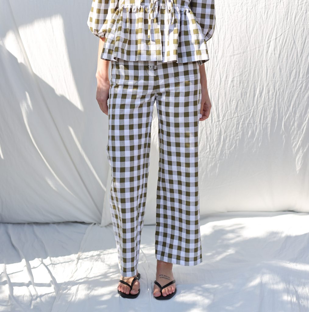 Seersucker checks cropped legs culottes | Trousers | Sustainable clothing | OffOn clothing