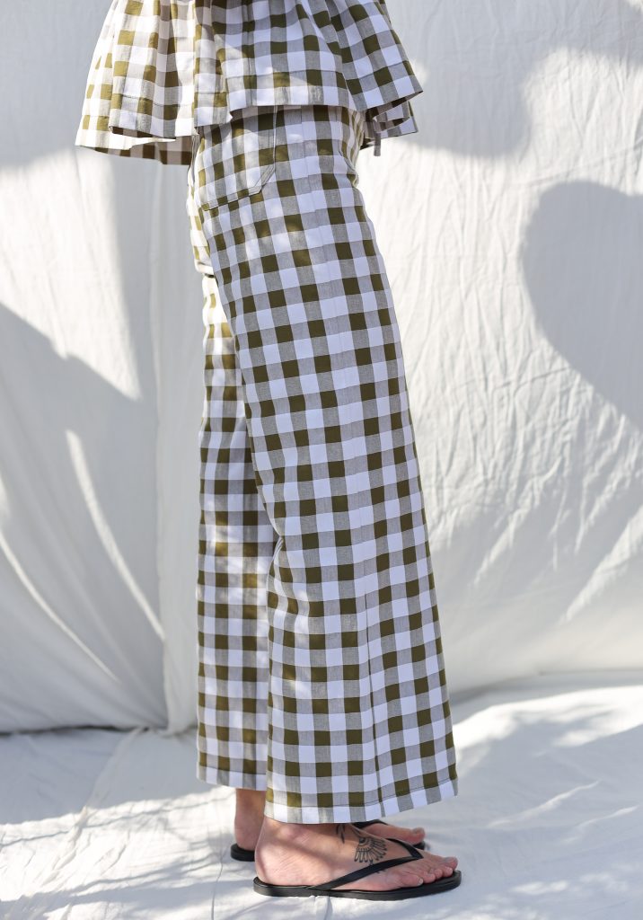 Seersucker checks cropped legs culottes