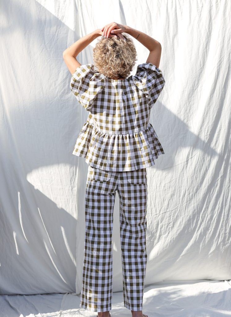Seersucker checks cropped legs culottes