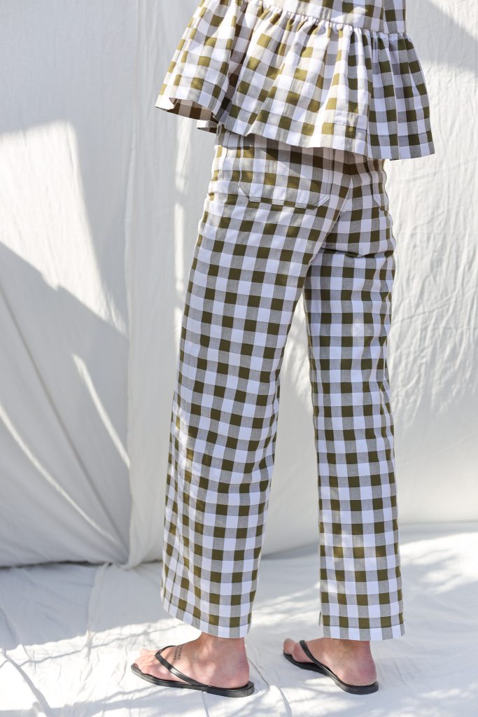 Seersucker checks cropped legs culottes