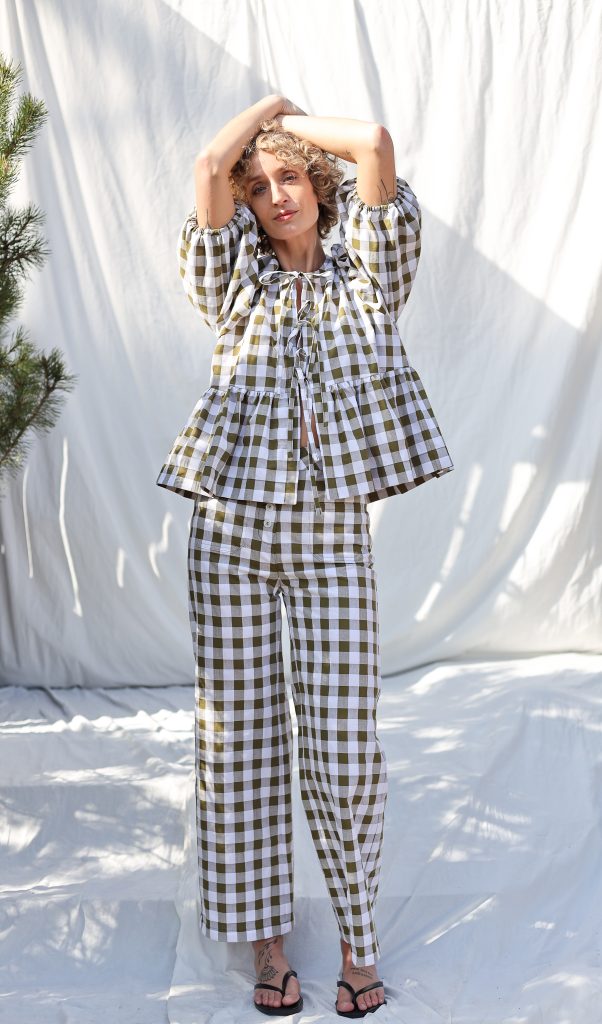 Seersucker checks cropped legs culottes