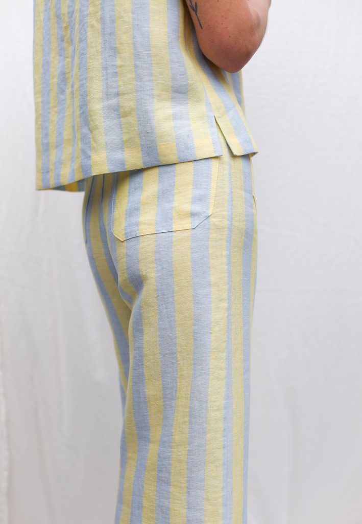 Striped linen wide leg culottes