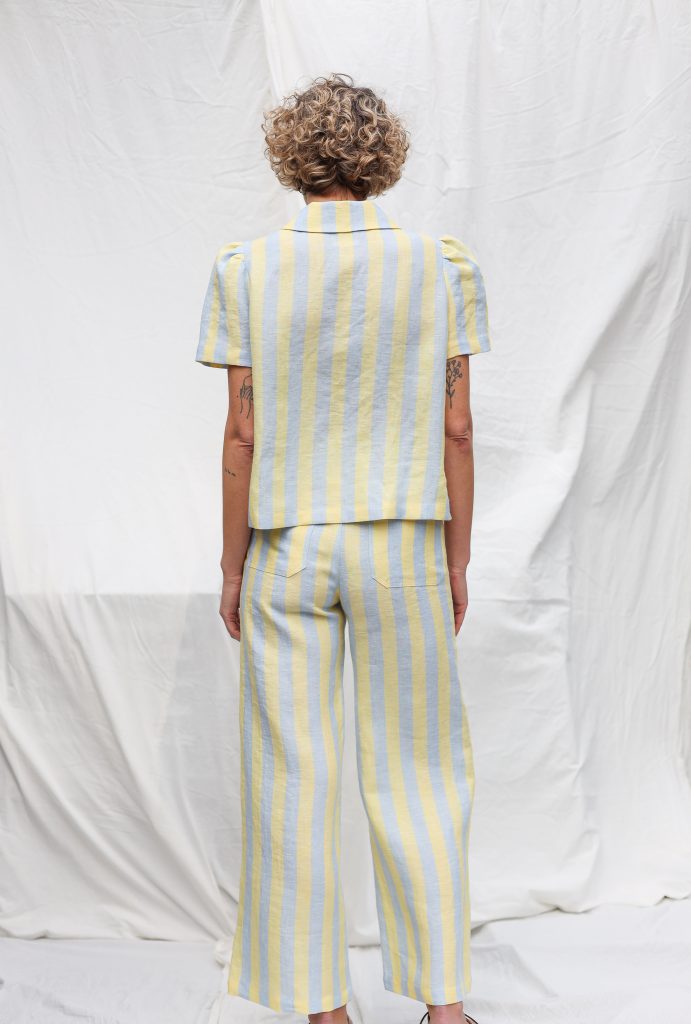 Striped linen wide leg culottes
