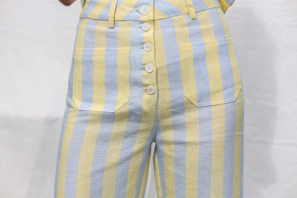 Striped linen wide leg culottes
