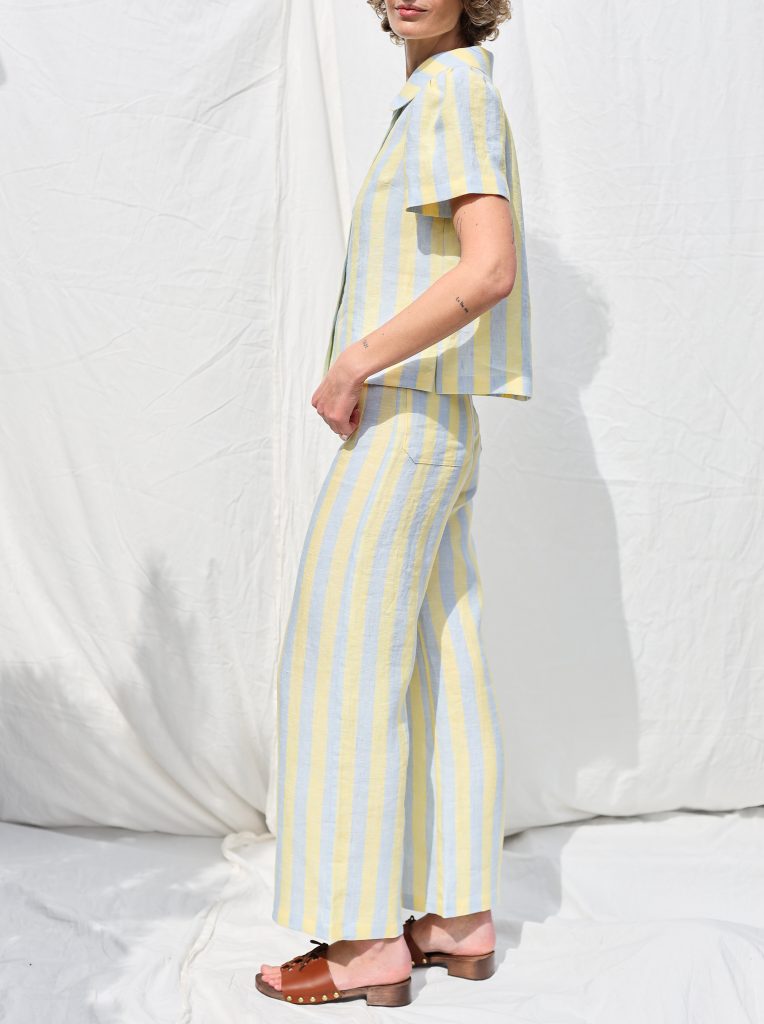 Striped linen wide leg culottes