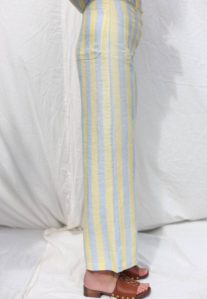 Striped linen wide leg culottes