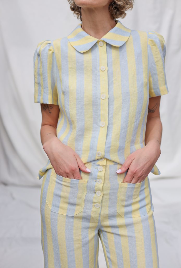 Linen top with Peter Pan collar