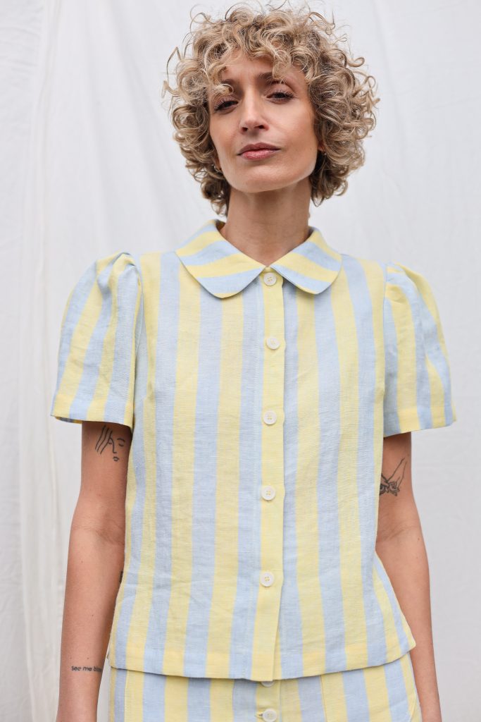 Linen top with Peter Pan collar | Top | Sustainable clothing | OffOn clothing