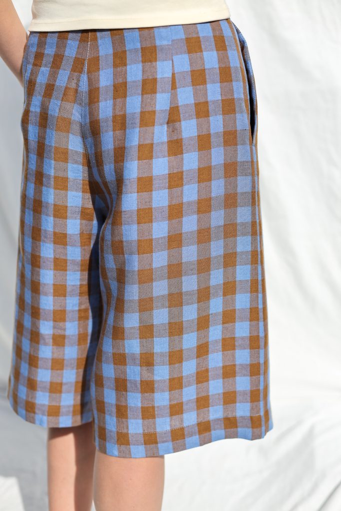 Linen bermuda shorts RAQUEL in Bluebonnet checks