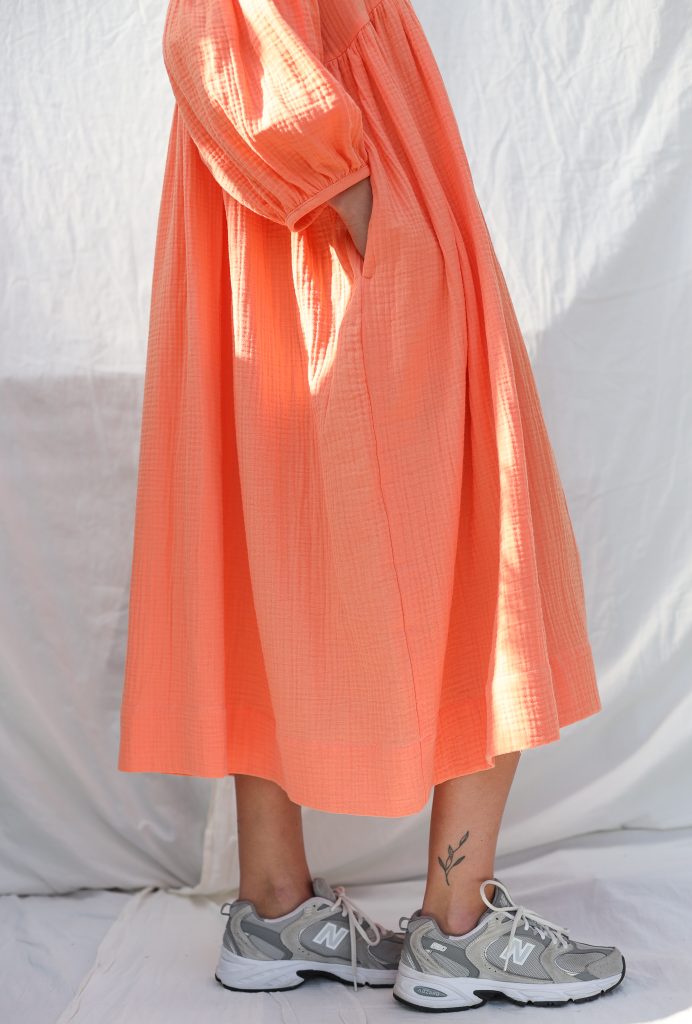 Double gauze oversized dress GRETA with voluminous sleeves