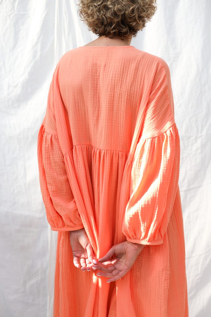 Double gauze oversized dress GRETA with voluminous sleeves