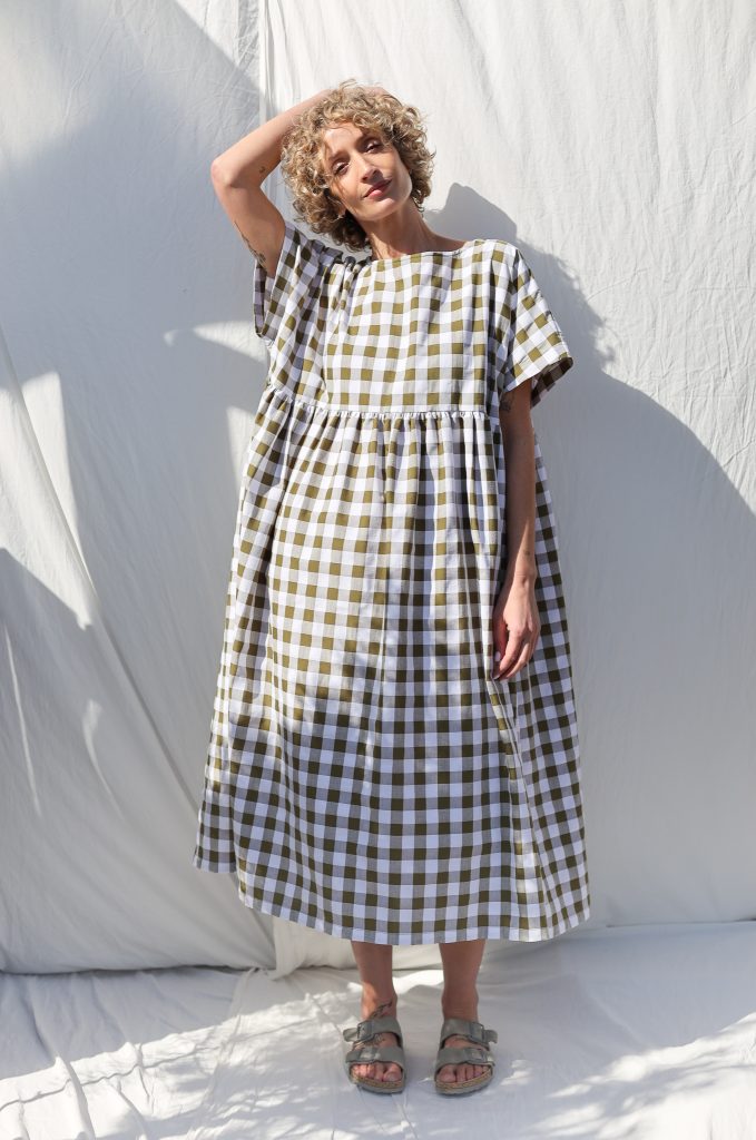 Oversized seersucker checks dress SILVINA