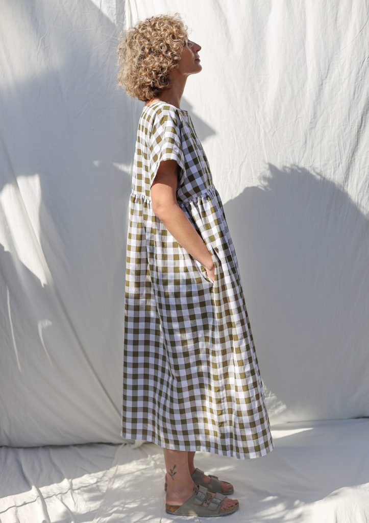Oversized seersucker checks dress SILVINA