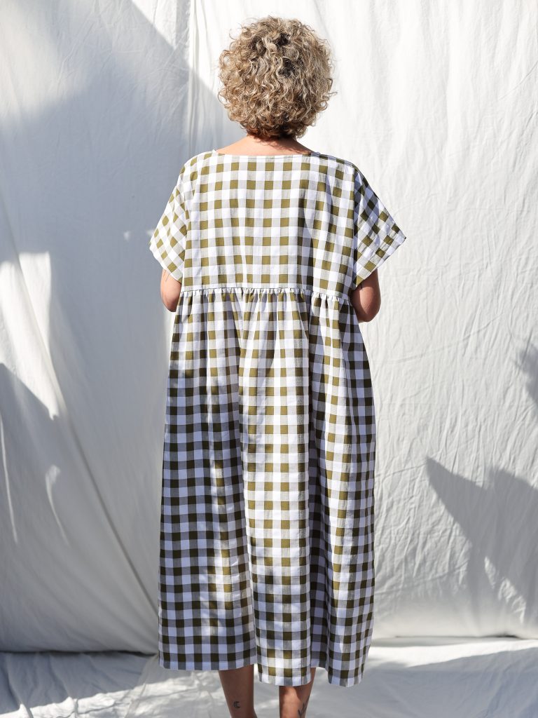 Oversized seersucker checks dress SILVINA