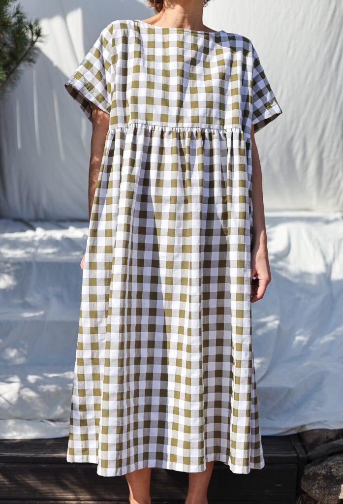Oversized seersucker checks dress SILVINA | Dress | Sustainable clothing | OffOn clothing