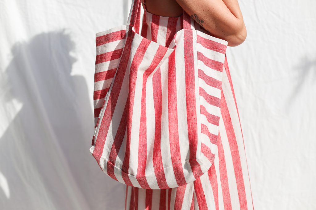 Striped Linen Tote Bag | Accessories | Sustainable clothing | OffOn clothing