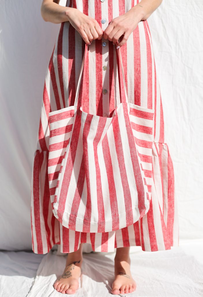 Striped Linen Tote Bag