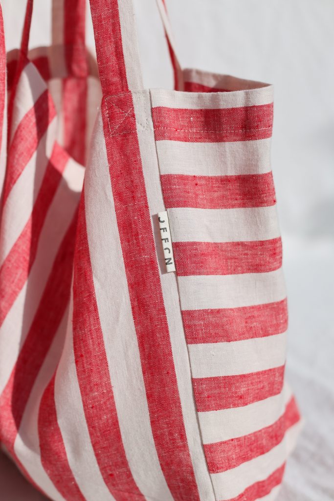 Striped Linen Tote Bag