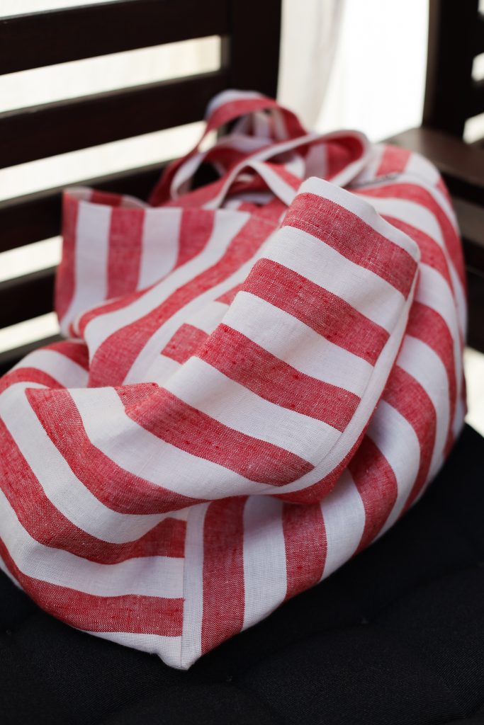 Striped Linen Tote Bag
