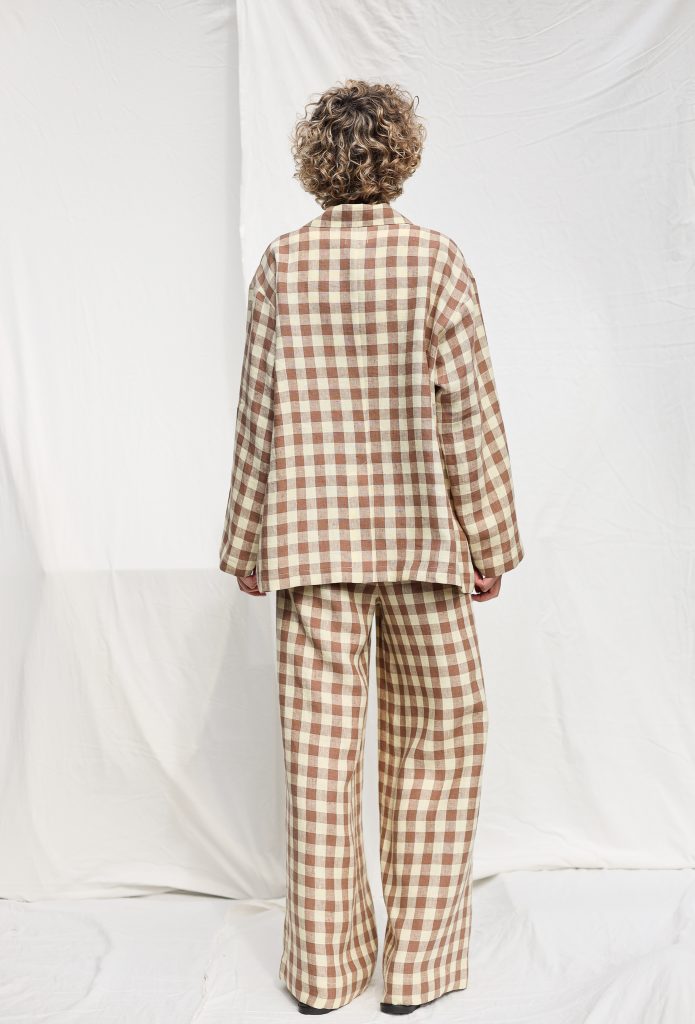 Elegant checkered linen matching suit