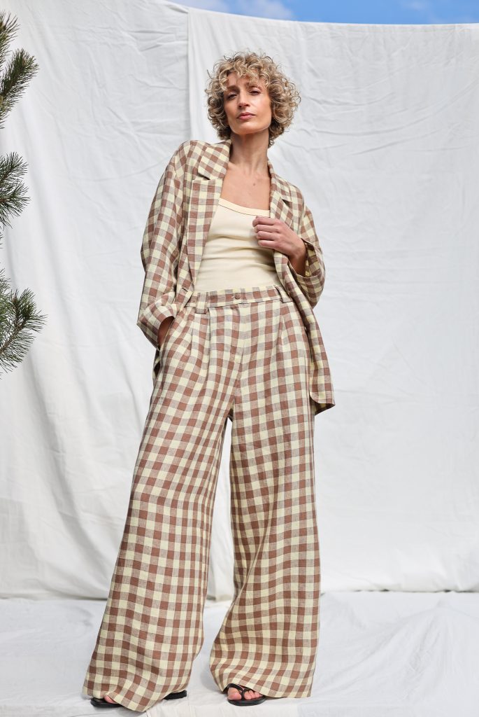 Elegant checkered linen matching suit | Suit | Sustainable clothing | OffOn clothing