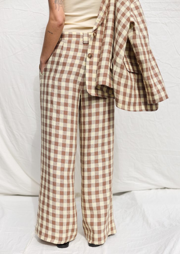 Elegant checkered linen matching suit