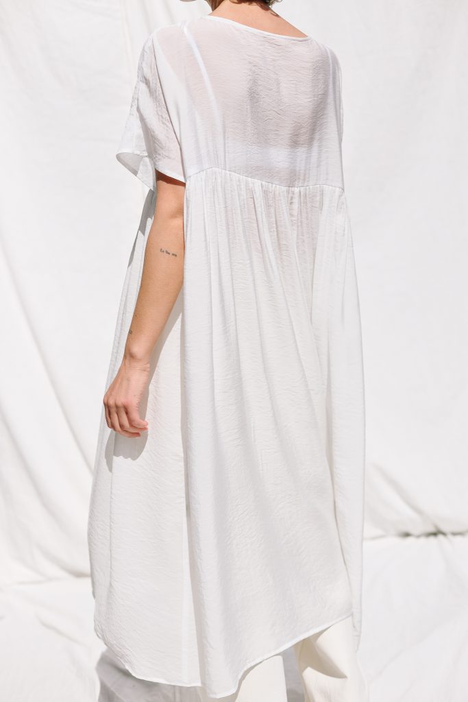 White oversized viscose organza dress SILVINA
