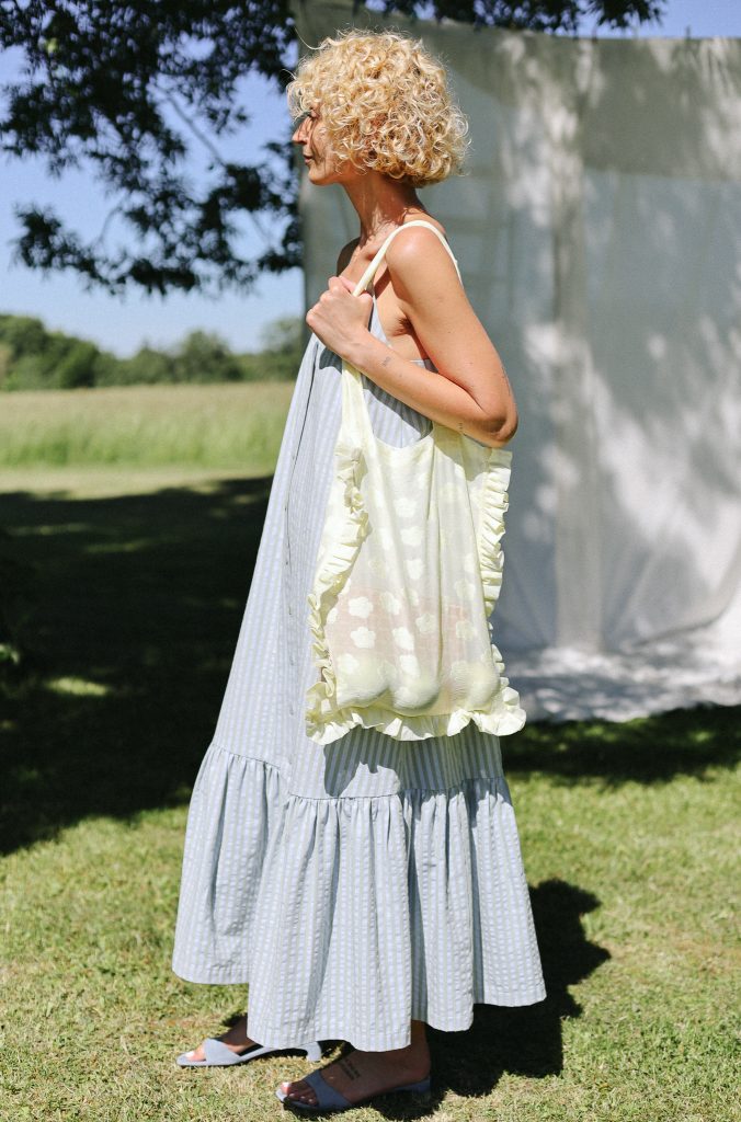 Floral Organza Sheer Tote Bag in Butter Yellow Color