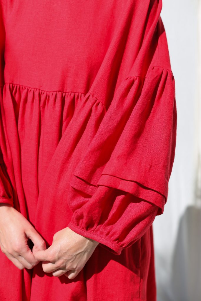 Oversized Linen Dress with Pleated Details