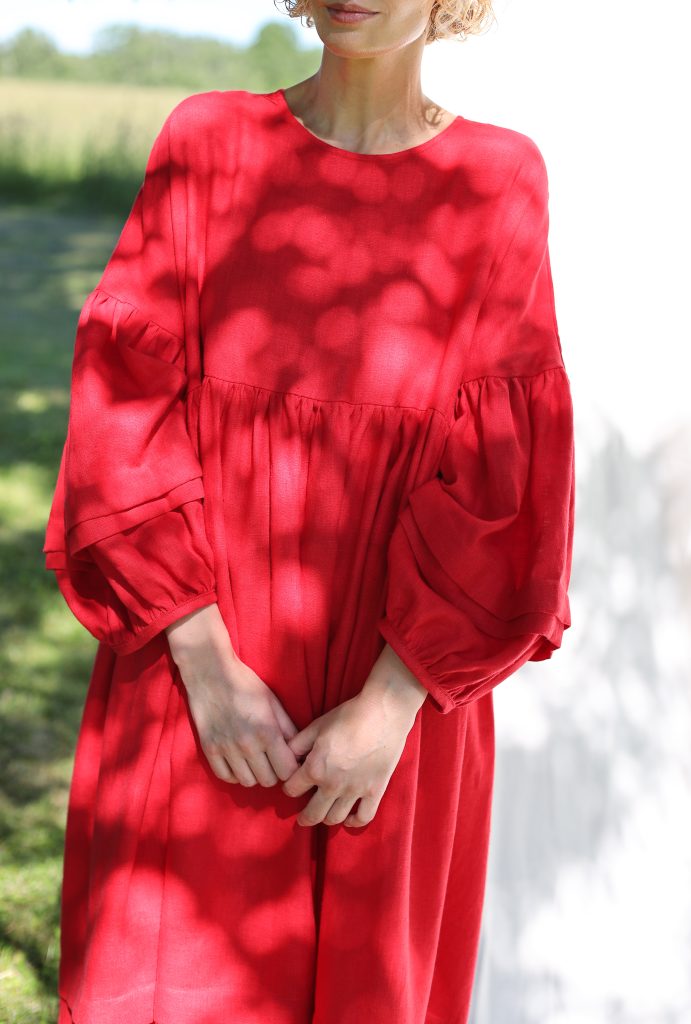 Oversized Linen Dress with Pleated Details