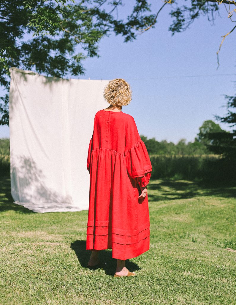 Oversized Linen Dress with Pleated Details