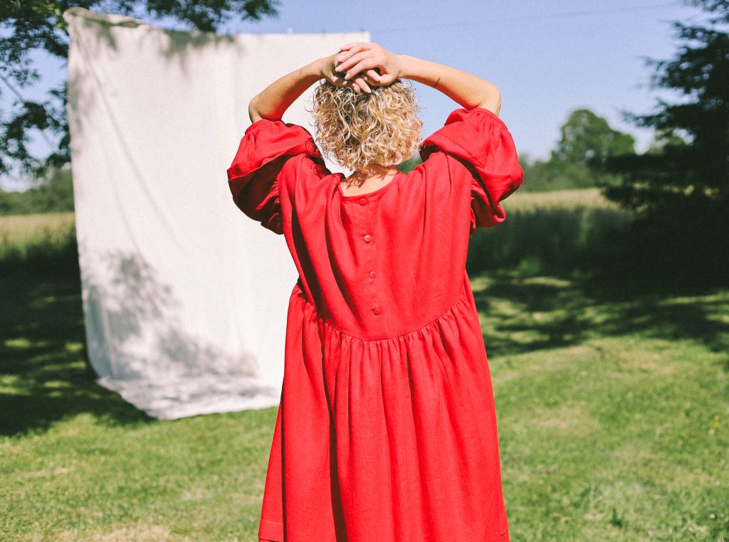 Oversized Linen Dress with Pleated Details